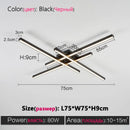 Axyaa Black Chandelier Square LED Ceiling Lamp - Nordic Minimalist Creative Strip Lights