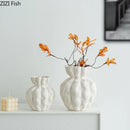 Axyaa Ceramic Vase for Desk Decor with Artificial Flowers - Room Aesthetic Touch