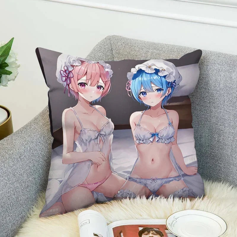 Axyaa Anime Pillow Cover 40x40 Decorative Cushion Covers for Home Sofa