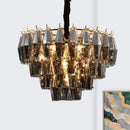 Axyaa Metal Amber Glass Pendant Lights - Gray Chain Pendant Lighting Fixtures