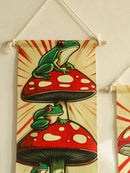 Axyaa Boho Mushroom Frog Tapestry Wall Hanging Jungle Art Decor Banner