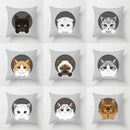 Axyaa Cute Cat Round Head Cushion Cover 45x45cm Polyester Pillowcase Square
