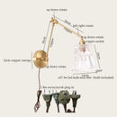 Axyaa Vintage LED Wall Lamp Swing Long Arm Loft Glass Copper Light for Bedroom