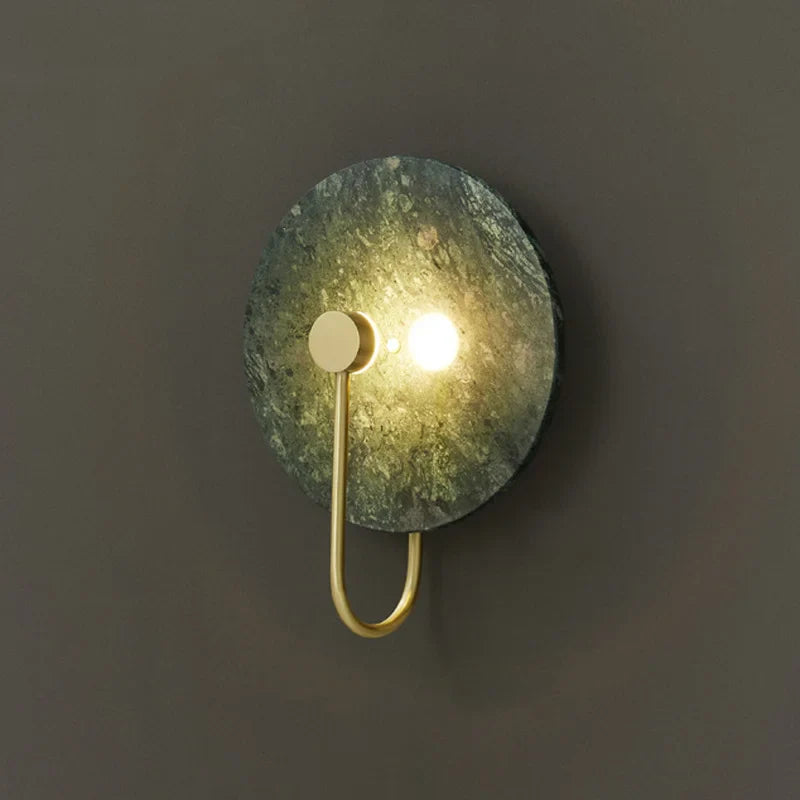 Axyaa Scandinavian Minimalist Black White Wall Lamp - Retro Green Marble Bedside LED