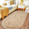 Axyaa Fluffy Plush Tie Dye Gray Oval Carpet - Bedroom & Living Room Home Decoration Rug