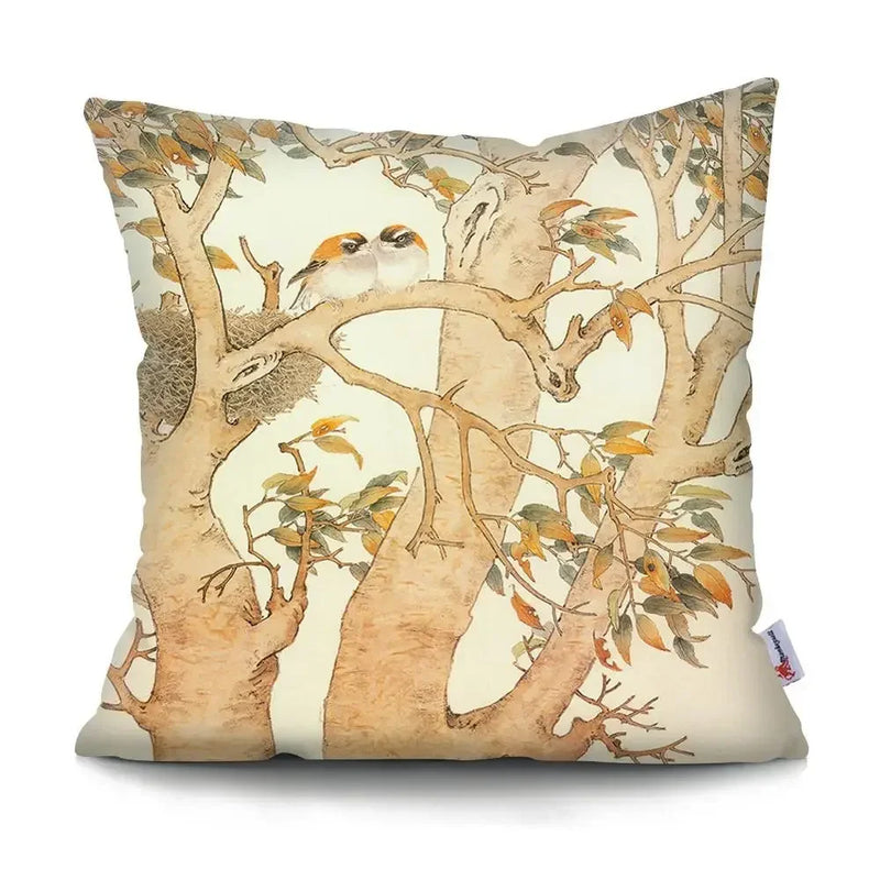 Axyaa Tropical Plant Parrot Decorative Pillow Cover - Flowers Sofa Cushion Case