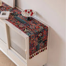 Axyaa Pink Flower Jacquard Table Runner with Tassel for Home Decoration