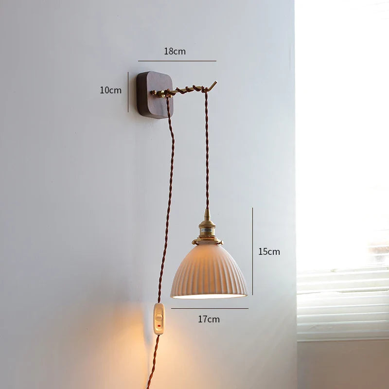 Axyaa Walnut Wooden LED Wall Lights Fixture Modern Indoor Lighting Nordic Wandlamp
