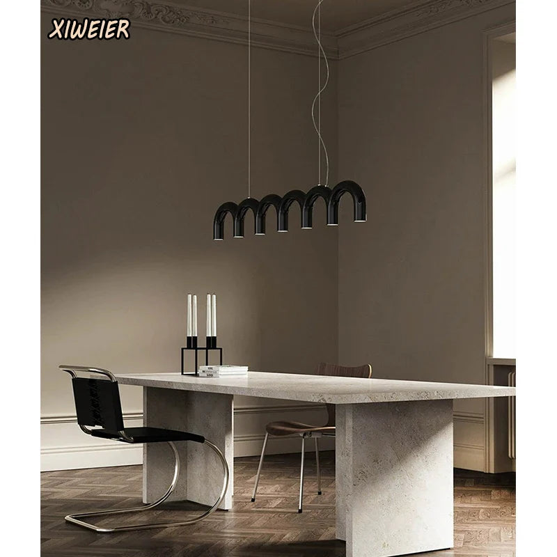 Axyaa U-shaped Chandelier: Nordic Modern Living Room Minimalist Cream Style