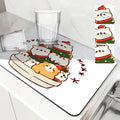 Axyaa Cartoon Animals Square Dry Mat - Absorbent & Anti-slip Drainer for Coffee Table & Bathroom