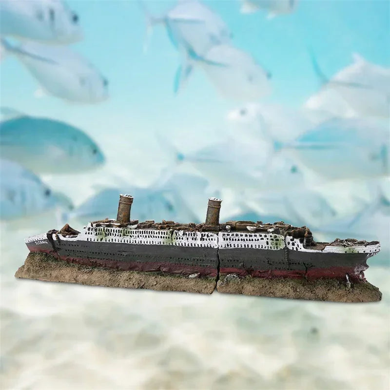 Axyaa Titanic Shipwreck Resin Aquarium Ornament 38cm.