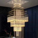 Axyaa Crystal Chandelier Stair Pendant Living Room Lighting