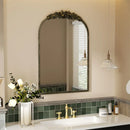 Axyaa Baroque Arch Wall Mirror with Rose Pattern for Home Decor