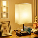 Axyaa Wooden Desk Lamp with 2 Phone Stands, Fully Dimmable for Bedroom, Living Room, Home Decor