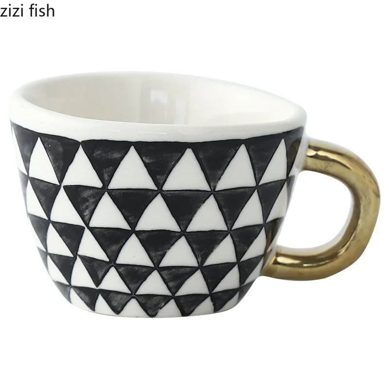 Axya Geometric Pattern Ceramic Coffee Mug Set
