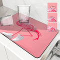 Axyaa Flamingo Absorbent Draining Mat: Quick Drying Kitchen & Bathroom Drain Pad