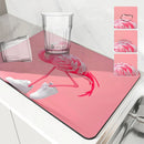 Axyaa Flamingo Absorbent Draining Mat: Quick Drying Kitchen & Bathroom Drain Pad