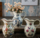 Axyaa American Retro Floral Ceramic Vases for Living Room Decor and Handicrafts