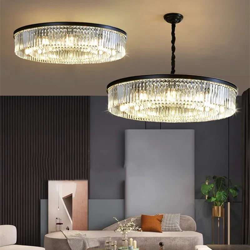 Axyaa Retro Crystal Ceiling Chandelier for Living Dining Room