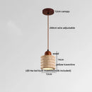Axyaa Yellow Travertine Stone LED Pendant Lamp Retro Wood Hanging Lights