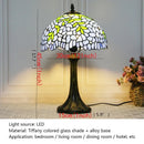 Axyaa Blue Tiffany Glass LED Table Lamp for Home Living Room Bedroom Hotel