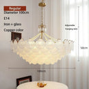 Axyaa Modern Shell Glass Chandelier - Copper Pendant LED Light for Home Decor