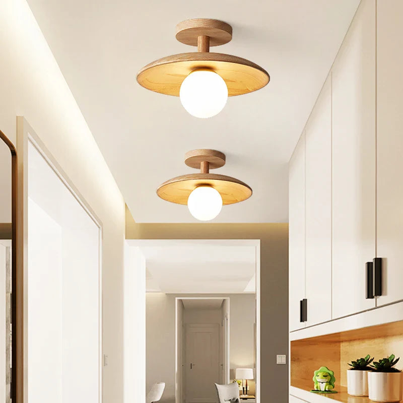 Axya Wood Ceiling Light: Nordic LED Lighting for Corridor, Aisle, Balcony