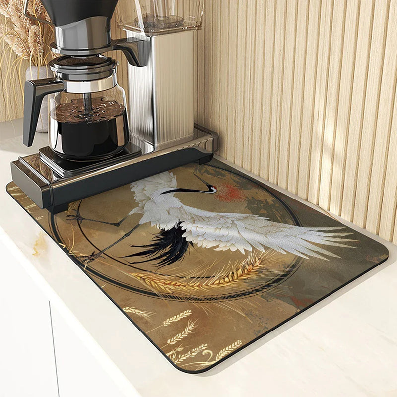 Axyaa Quick Dry Maple Leaf Kitchen Mat Cozy Bathroom Drying Pad