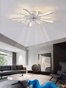 Axyaa 110-240v LED Ceiling Fan Light: Black/White, Intelligent, Creative, for Living Room