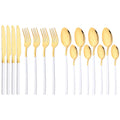 Axyaa Black Gold Stainless Steel Cutlery Set - 16 Piece Dinnerware Flatware Silverware