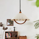 Axyaa French Rubber Wood Cotton Pendant Light Vintage Lighting Fixtures