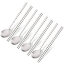 Axyaa 8-Piece Stainless Steel Cutlery Set with Korean Chopsticks, Spoons & Sushi Sticks