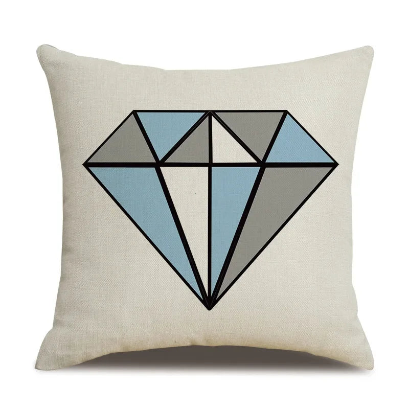 Axyaa Blue Deltoid Geometry Pillow Cover 45*45cm for Living Room, Bedroom, Sofa, Car