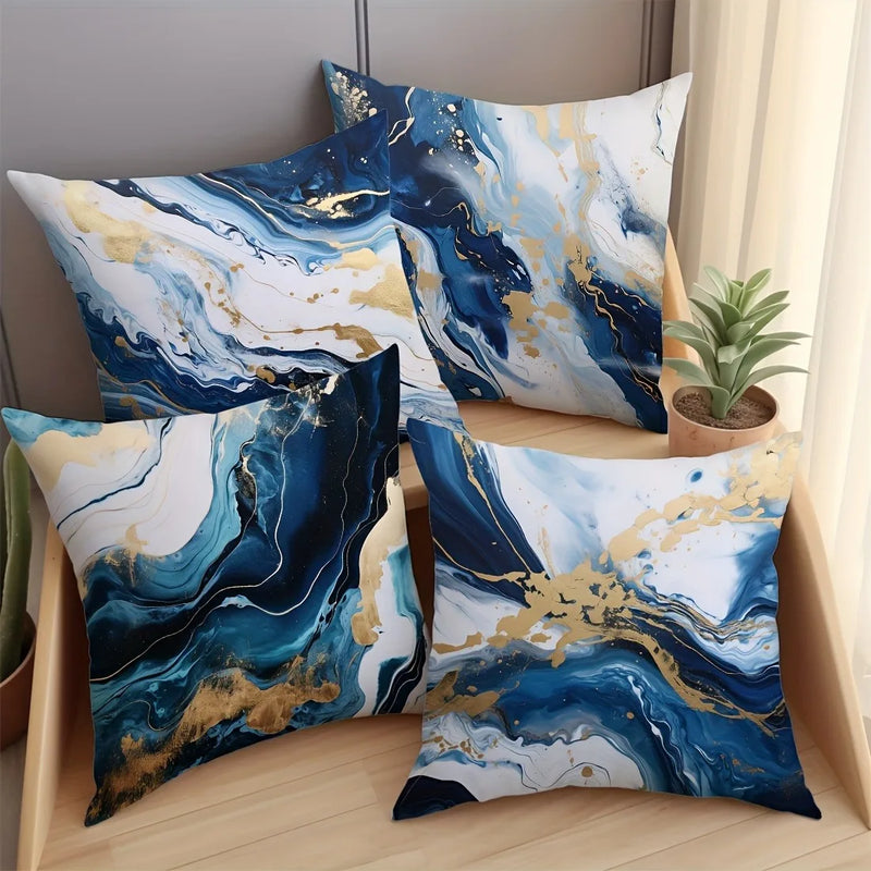 Blue Marble Texture Pillowcase: Axyaa Nordic Style Sofa Cushion Cover