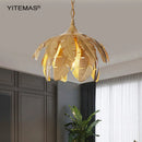 Axyaa Gold Leaves Chandelier: Small Pendant Lighting for Bedroom, Kitchen Island, Hallway