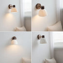 Nordic Modern Rotate LED Wall Light Fixture by Axyaa - White Ceramic Walnut Wood