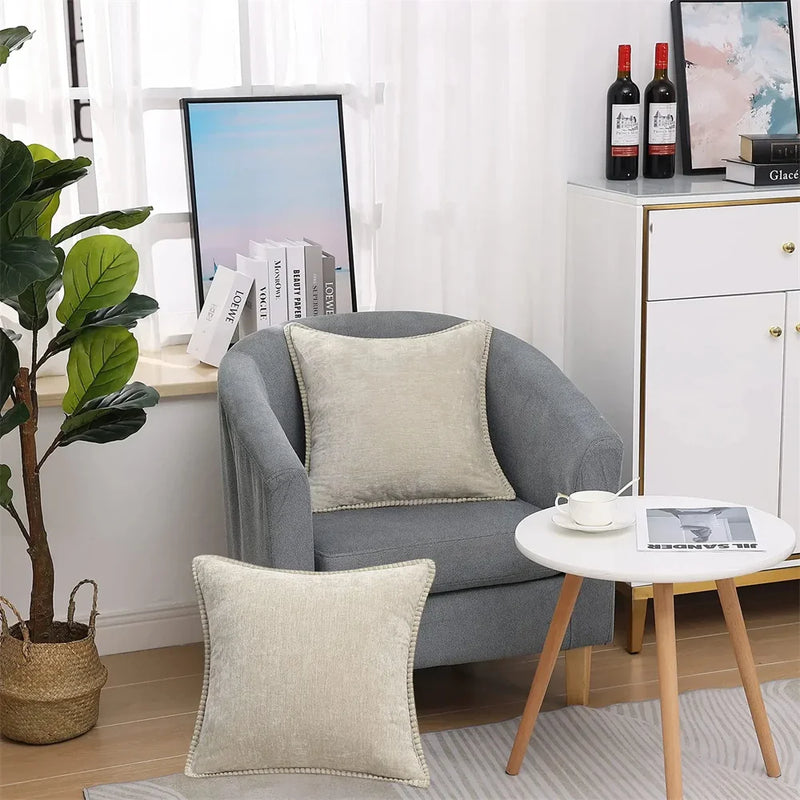 Axyaa Chenille Cushion Cover: Cozy Sofa Bed Decor Pillowcase, 45x45 & 50x50cm