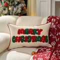 Axyaa Embroidered Holiday HoHo Pillow - Red Snowflake & Ginger Cake Design