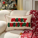 Axyaa Embroidered Holiday HoHo Pillow - Red Snowflake & Ginger Cake Design