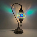 Mosaic Swan Table Lamp by Axyaa: Vintage Art Deco Handcrafted Glass Bed Light