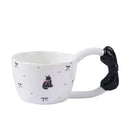 Axyaa Cute Cat Ceramic Coffee Mug with Large Handle and Knotbow Decor - 10oz