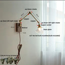 Axyaa Nordic Green LED Wall Sconce, Swing Arm Pull Chain Switch, Walnut Wood Mirror Light