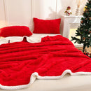 Axyaa Double Layer Taffeta Fleece Christmas Sofa Blanket French Style Bed Throw Blanket