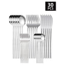 Axyaa 6/30pc Stainless Steel Western Cutlery Set Steak Knife Fork Spoon Coffee Dessert Fork