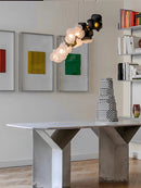 Axyaa Smoke Gray & White Glass Lamp | Nordic Pendant Light for Living, Dining & Bedroom