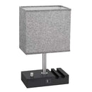 Axyaa Grey Bedside Lamp with USB C Ports and Phone Stands