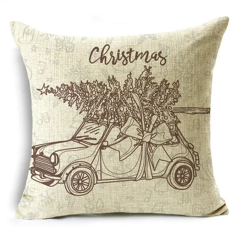 Axyaa Christmas Linen Cushion Cover 45X45CM