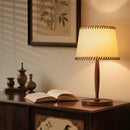 Axyaa Classic Leather Wooden Desk Lamp for Bed Living Room - E27