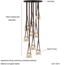 Axyaa Leather Belt Glass Chandelier Pendant Light Luxury LED Lamps Dining Living Room