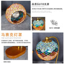 Axyaa Mosaic Glass Table Lamp Night Light Glass Bedside Lamparas Bed Light